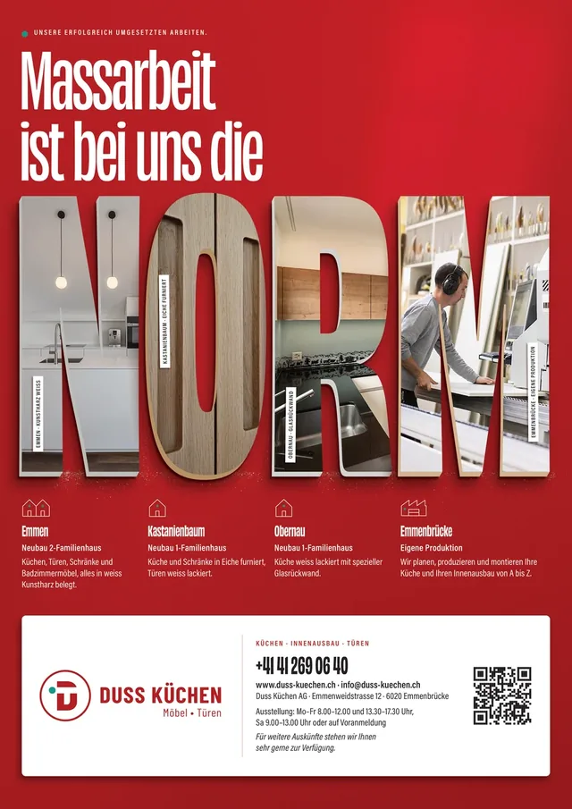 Geschäftsempfehlung für Duss Küchen AG (ganze Seite)