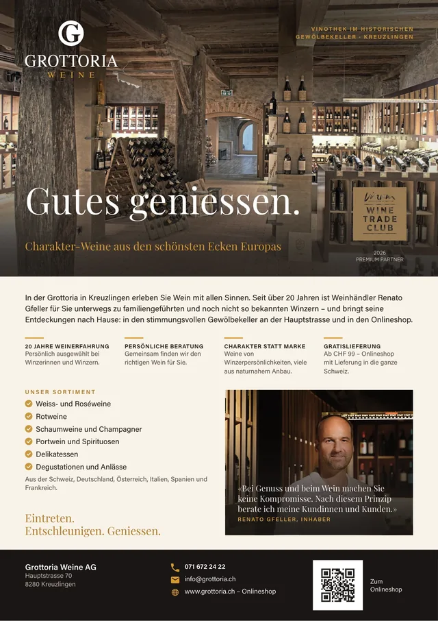 Geschäftsempfehlung für Grottoria Weine AG (ganze Seite)